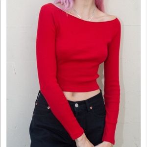 BRANDY MELVILLE RED LONG SLEEVE TOP